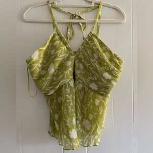 NWOT Green Sheer Halter Top, Size Large